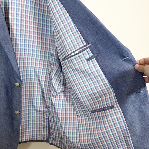 Southern Pines XL Blue Sport Coat Two Button Jacket 100% Cotton Easter Men’s - Picture 10 of 16